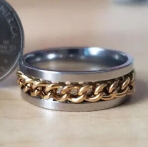 One Stainless steel rotating fidget spinner ring